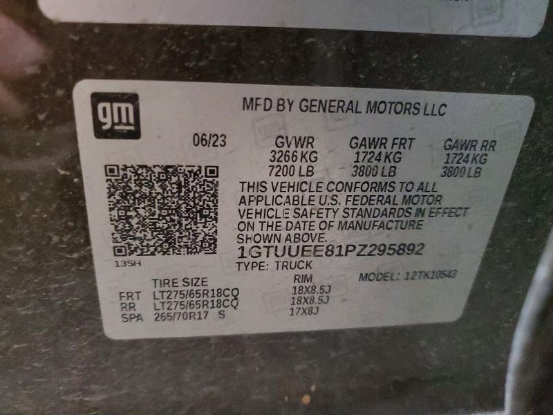 2023 Gmc Sierra მანქანა იყიდება აუქციონზე, vin: 1GTUUEE81PZ295892, აუქციონის ნომერი: 56414316