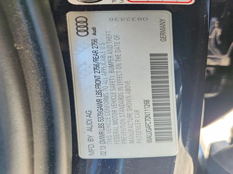 2013 Audi A6 მანქანა იყიდება აუქციონზე, vin: WAUJGAFC7DN111268, აუქციონის ნომერი: 57526266