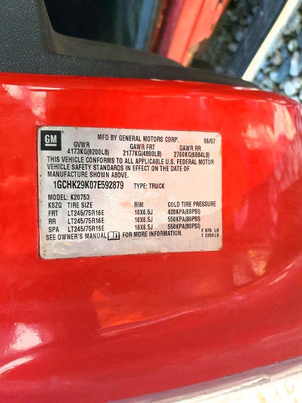 Aukcja sprzedaży 2007 Chevrolet Silverado, vin: 1GCHK29K07E592879, numer aukcji: 59039096