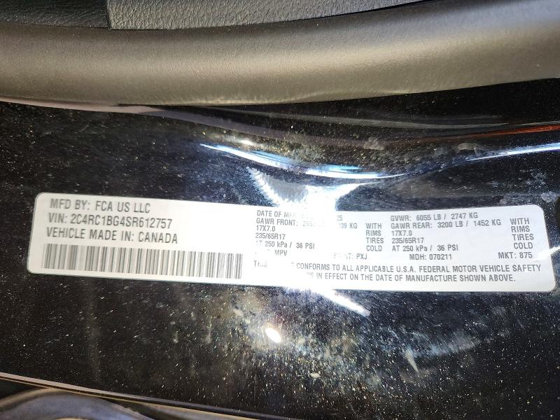 2025 Chrysler Pacifica მანქანა იყიდება აუქციონზე, vin: 2C4RC1BG4SR612757, აუქციონის ნომერი: 58760196