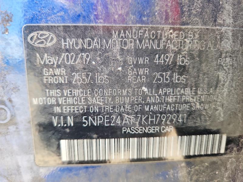 Aukcja sprzedaży 2019 Hyundai Sonata, vin: 5NPE24AF7KH792941, numer aukcji: 58283386