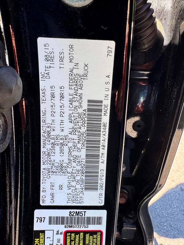 Продажа на аукционе авто 2015 Toyota Tacoma, vin: 5TFJX4CN8FX068271, номер лота: 57953356