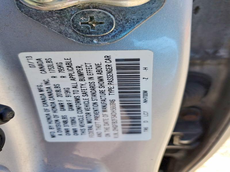 2013 Honda Civic მანქანა იყიდება აუქციონზე, vin: 2HGFB2F54DH566846, აუქციონის ნომერი: 55725086