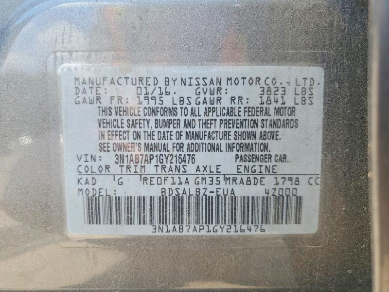 Aukcja sprzedaży 2016 Nissan Sentra, vin: 3N1AB7AP1GY216476, numer aukcji: 58908906