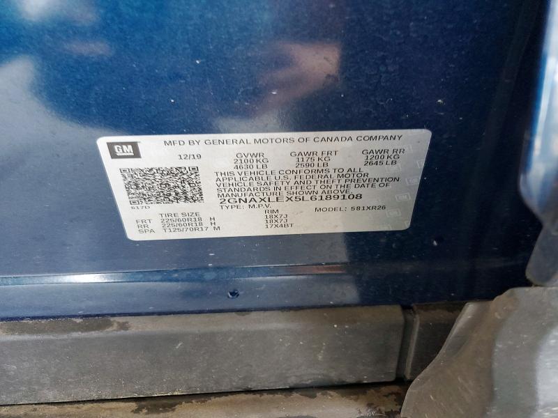 Продажа на аукционе авто 2020 Chevrolet Equinox, vin: 2GNAXLEX5L6189108, номер лота: 56489936