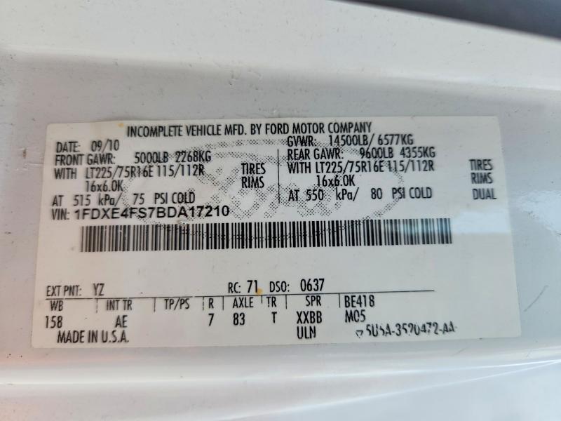 59230426 :رقم المزاد ، 1FDXE4FS7BDA17210 vin ، 2011 Ford E مزاد بيع