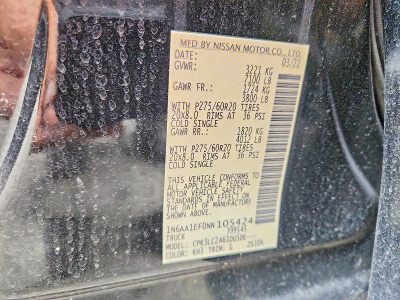 Продаж на аукціоні авто 2022 Nissan Titan, vin: 1N6AA1EF0NN105424, номер лоту: 57116566