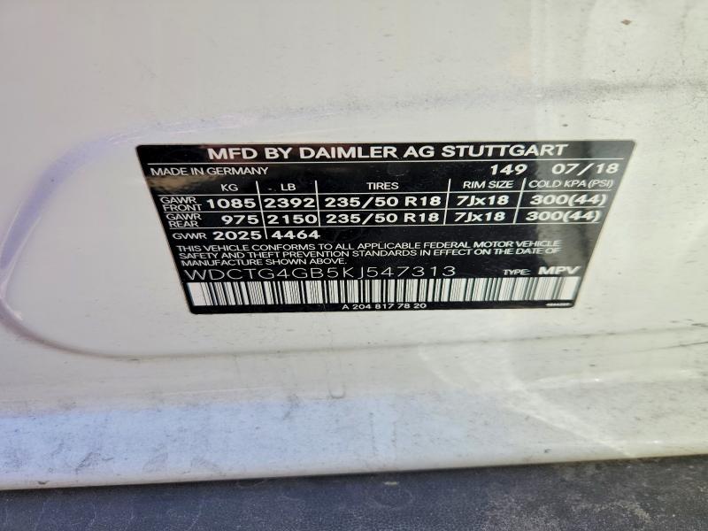 Продажа на аукционе авто 2019 Mercedes-benz Gla, vin: WDCTG4GB5KJ547313, номер лота: 57262966