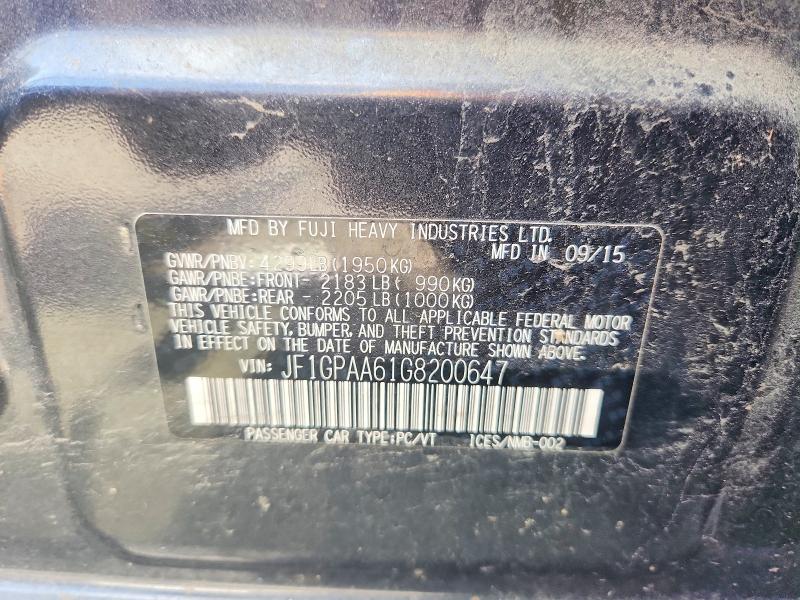 Продаж на аукціоні авто 2016 Subaru Impreza, vin: JF1GPAA61G8200647, номер лоту: 58937476