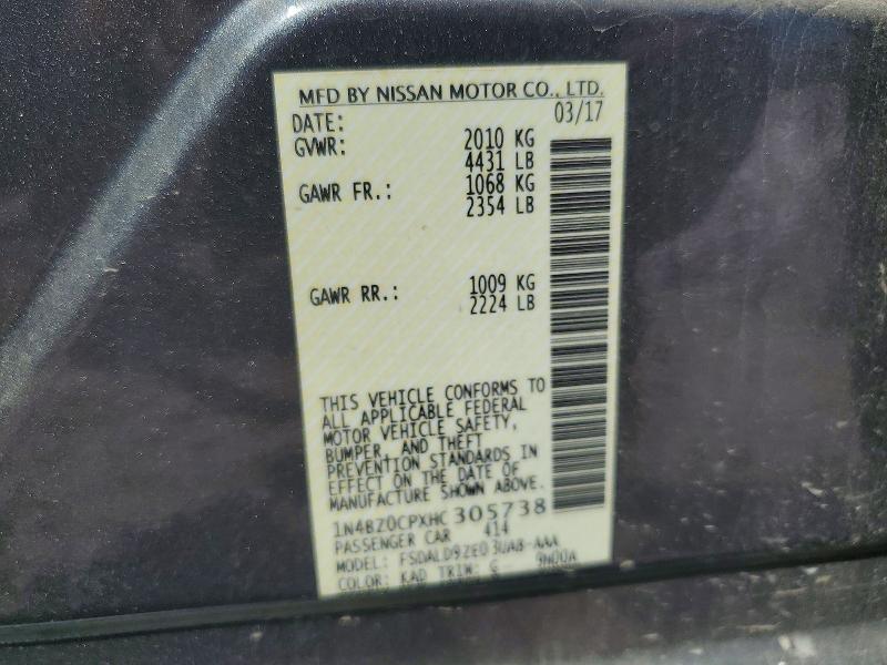 Aukcja sprzedaży 2017 Nissan Leaf, vin: 1N4BZ0CPXHC305738, numer aukcji: 55573666