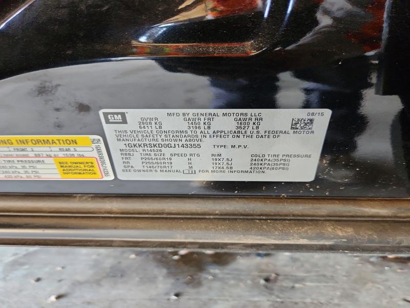 Aukcja sprzedaży 2016 Gmc Acadia, vin: 1GKKRSKD0GJ143355, numer aukcji: 55945406