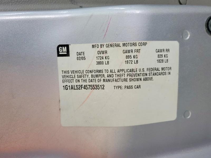 Aukcja sprzedaży 2005 Chevrolet Cobalt, vin: 1G1AL52F457553512, numer aukcji: 56486276
