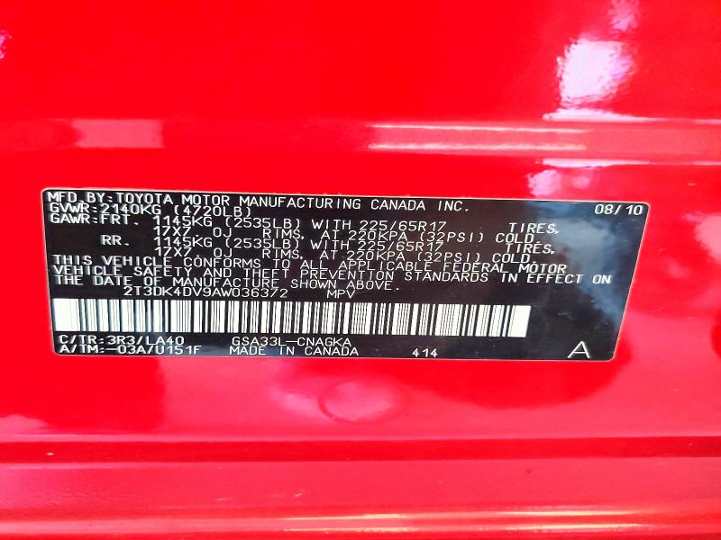 Продажа на аукционе авто 2010 Toyota Rav4, vin: 2T3DK4DV9AW036372, номер лота: 56932736