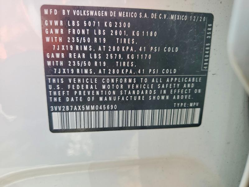 56302736 :رقم المزاد ، 3VV2B7AX5MM045690 vin ، 2021 Volkswagen Tiguan مزاد بيع