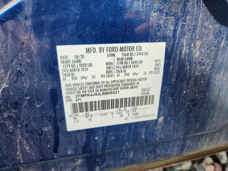 Продаж на аукціоні авто 2020 Ford Edge, vin: 2FMPK4J92LBB08521, номер лоту: 57574456