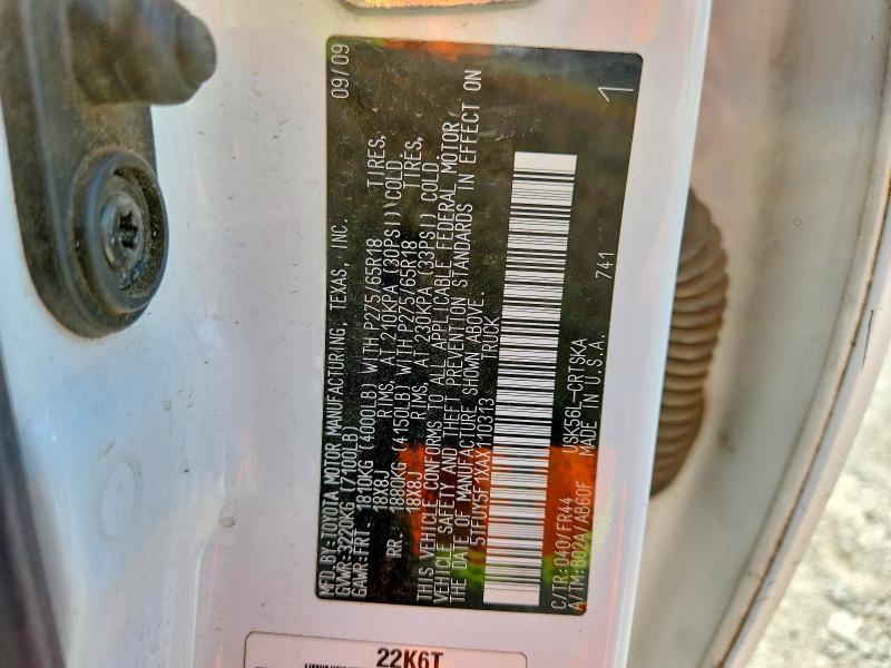 57566376 :رقم المزاد ، 5TFUY5F1XAX110313 vin ، 2010 Toyota Tundra مزاد بيع