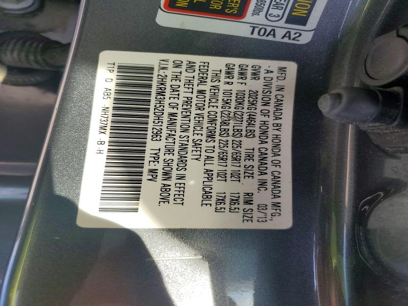 55444656 :رقم المزاد ، 2HKRM3H52DH512963 vin ، 2013 Honda Cr-v مزاد بيع