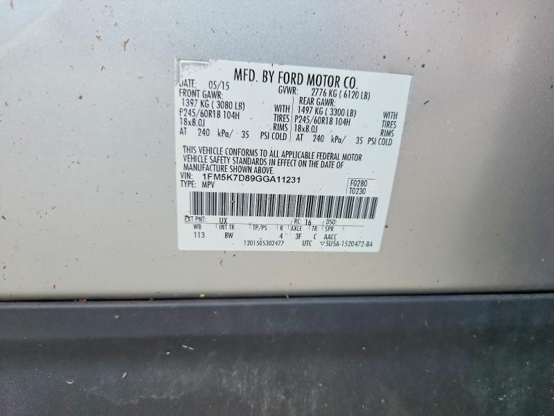 Продаж на аукціоні авто 2016 Ford Explorer, vin: 1FM5K7D89GGA11231, номер лоту: 58159016