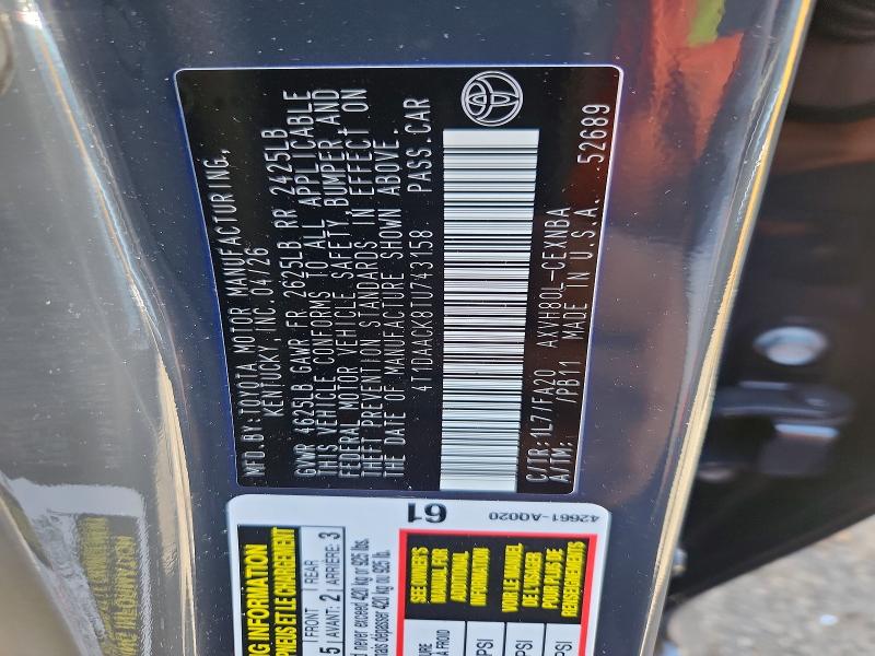 Aukcja sprzedaży 2026 Toyota Camry, vin: 4T1DAACK8TU743158, numer aukcji: 57977306