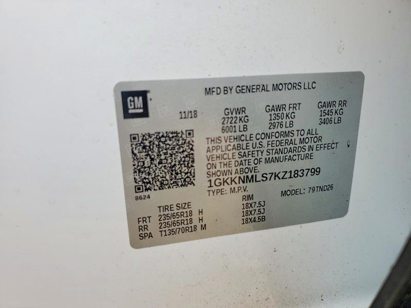 Продаж на аукціоні авто 2019 Gmc Acadia, vin: 1GKKNMLS7KZ183799, номер лоту: 57827786