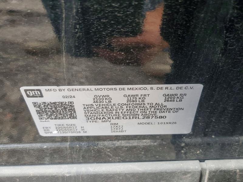 54118836 :رقم المزاد ، 3GNAXUEG1RL287580 vin ، 2024 Chevrolet Equinox مزاد بيع
