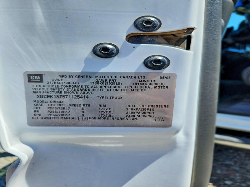 54800546 :رقم المزاد ، 2GCEK13Z571125414 vin ، 2007 Chevrolet Silverado مزاد بيع