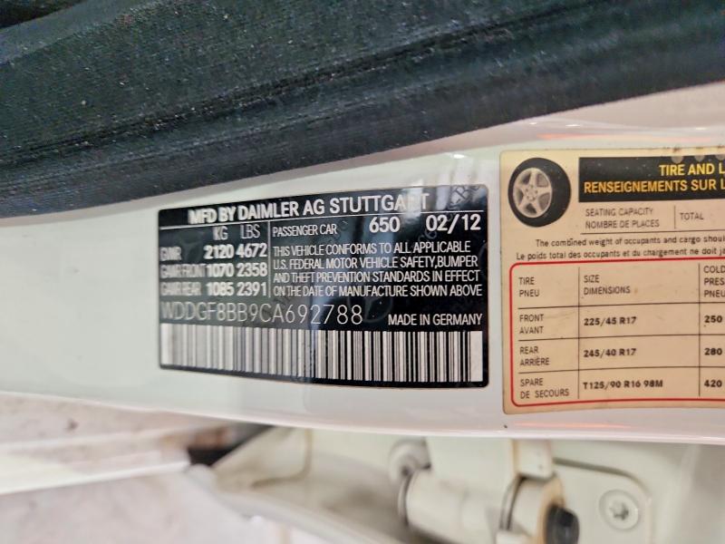 Продажа на аукционе авто 2012 Mercedes-benz C, vin: WDDGF8BB9CA692788, номер лота: 56788136