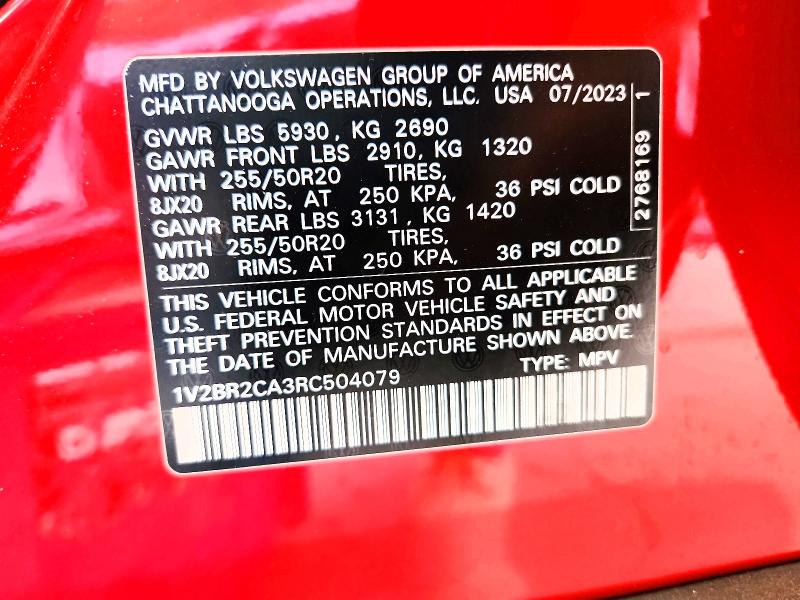 Продаж на аукціоні авто 2024 Volkswagen Atlas, vin: 1V2BR2CA3RC504079, номер лоту: 55458766