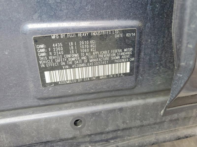 Продаж на аукціоні авто 2014 Subaru Legacy, vin: 4S3BMBL6XE3027401, номер лоту: 58906186