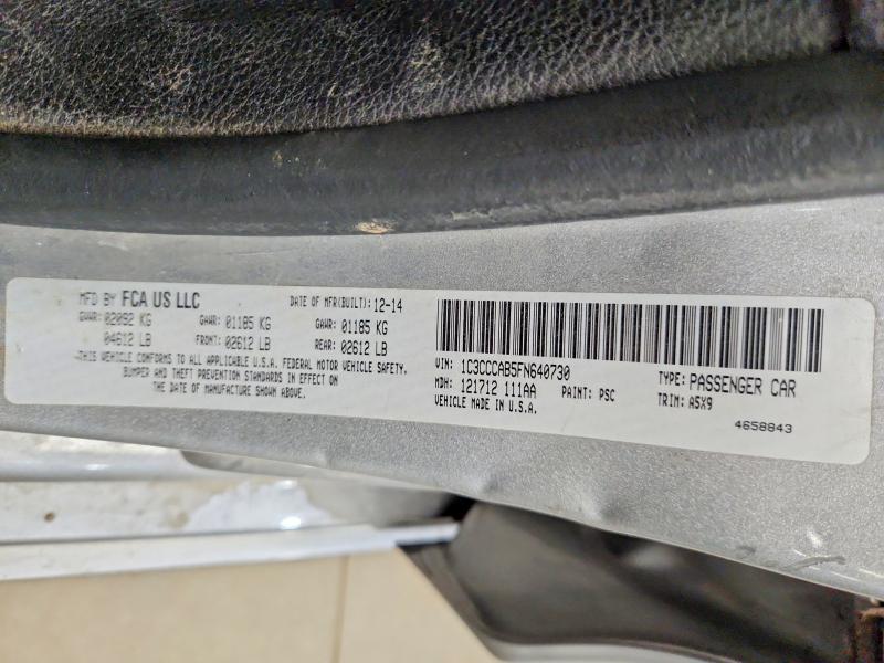 57194036 :رقم المزاد ، 1C3CCCAB5FN640730 vin ، 2015 Chrysler 200 مزاد بيع