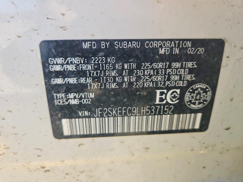 59021996 :رقم المزاد ، JF2SKEFC9LH537152 vin ، 2020 Subaru Forester مزاد بيع