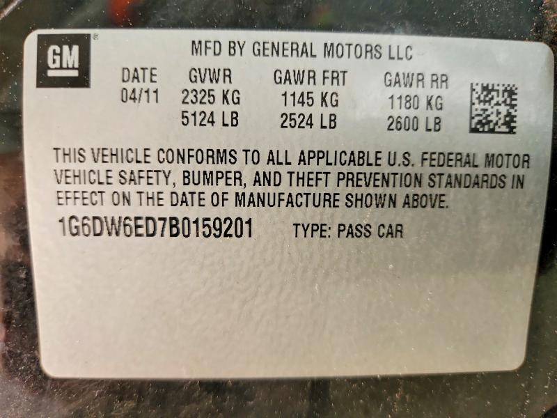 2011 Cadillac Sts მანქანა იყიდება აუქციონზე, vin: 1G6DW6ED7B0159201, აუქციონის ნომერი: 57875076