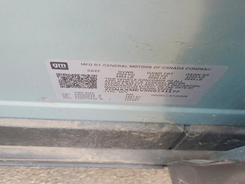 56602366 :رقم المزاد ، 2GNAXMEV5N6141177 vin ، 2022 Chevrolet Equinox مزاد بيع