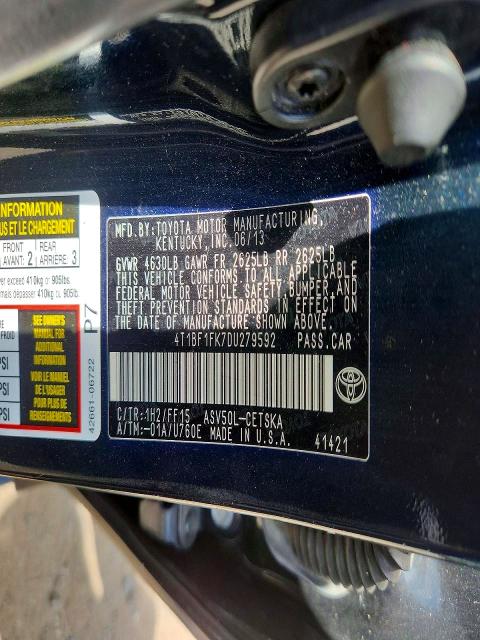 Продажа на аукционе авто 2013 Toyota Camry, vin: 4T1BF1FK7DU279592, номер лота: 57584026