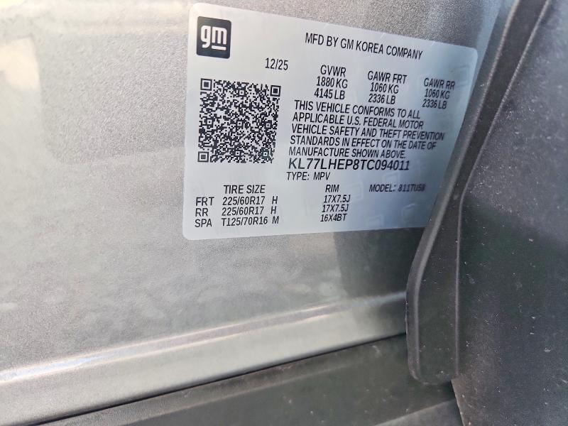 2026 Chevrolet Trax მანქანა იყიდება აუქციონზე, vin: KL77LHEP8TC094011, აუქციონის ნომერი: 56736476