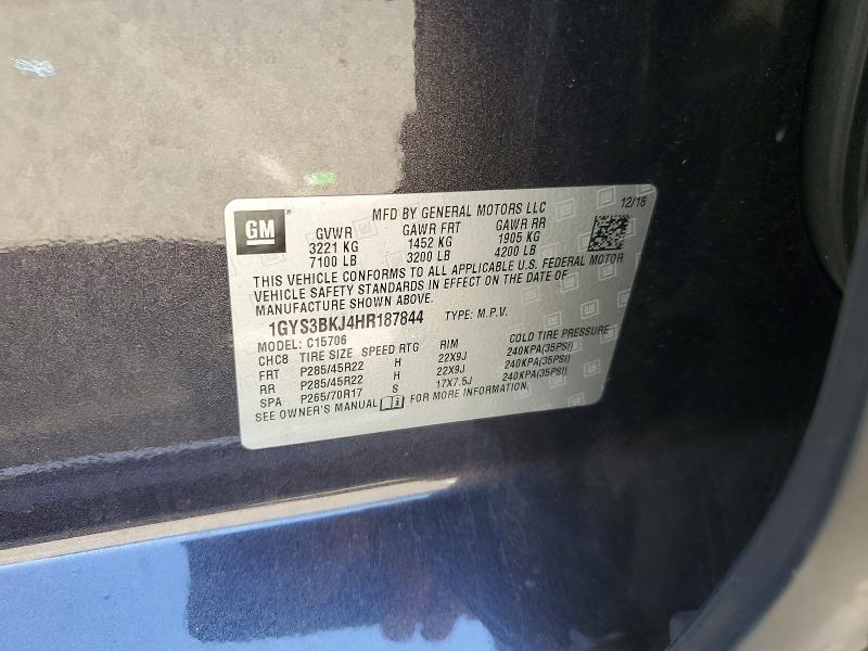 56659786 :رقم المزاد ، 1GYS3BKJ4HR187844 vin ، 2017 Cadillac Escalade مزاد بيع