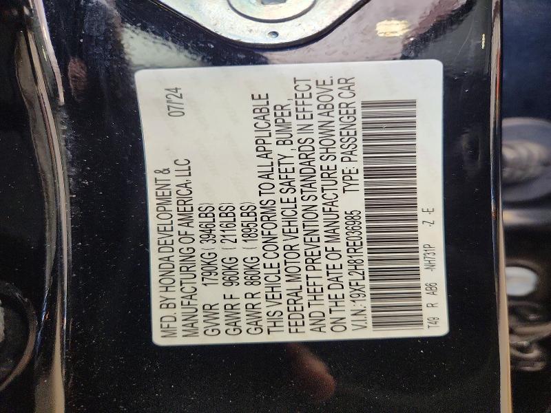 Aukcja sprzedaży 2024 Honda Civic, vin: 19XFL2H81RE036985, numer aukcji: 56996766