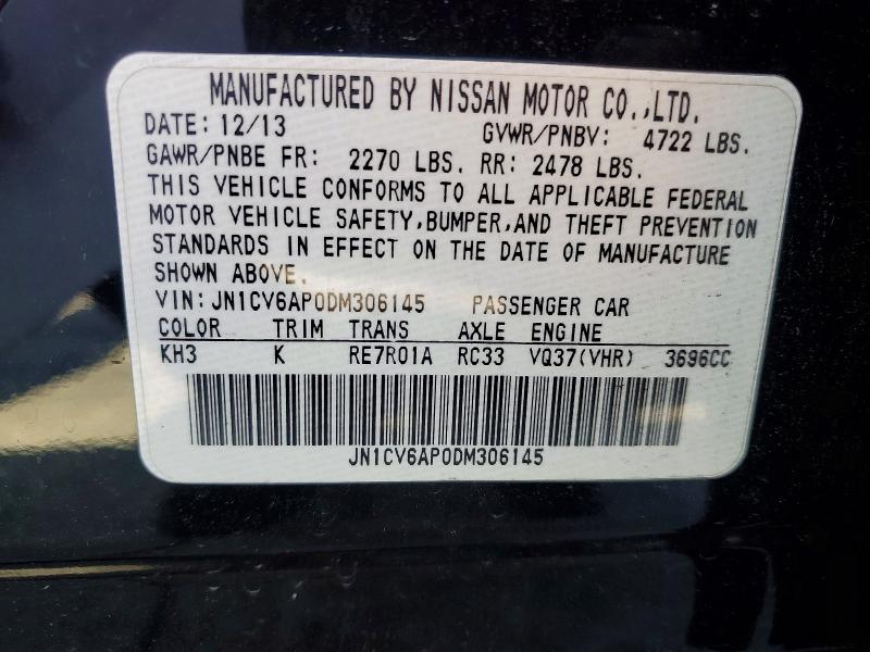 56458366 :رقم المزاد ، JN1CV6AP0DM306145 vin ، 2013 Infiniti G37 Sedan مزاد بيع