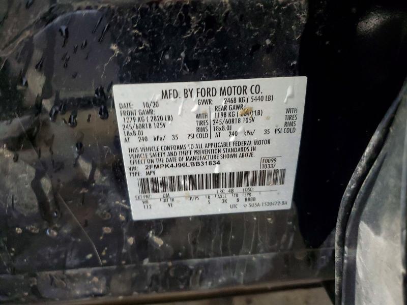 2020 Ford Edge მანქანა იყიდება აუქციონზე, vin: 2FMPK4J96LBB31834, აუქციონის ნომერი: 56053826