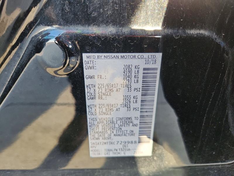 Aukcja sprzedaży 2019 Nissan Rogue, vin: 5N1AT2MT3KC729988, numer aukcji: 56584326