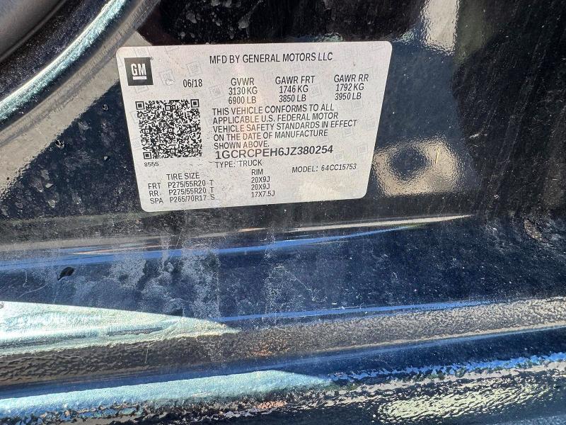 2018 Chevrolet Silverado მანქანა იყიდება აუქციონზე, vin: 1GCRCPEH6JZ380254, აუქციონის ნომერი: 56408776