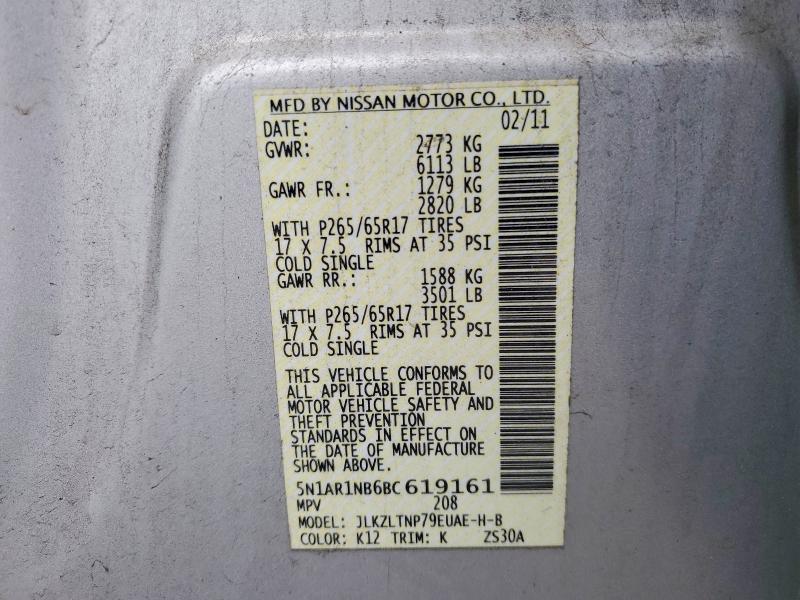 Продаж на аукціоні авто 2011 Nissan Pathfinder, vin: 5N1AR1NB6BC619161, номер лоту: 56388886