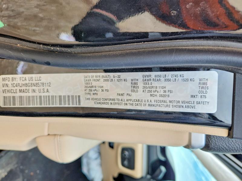 Auction sale of the 2022 Jeep Grand Cherokee, vin: 1C4RJHBG8N8578112, lot number: 55213556