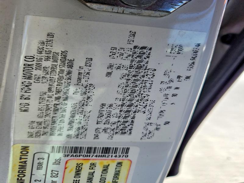 Aukcja sprzedaży 2017 Ford Fusion, vin: 3FA6P0H74HR214370, numer aukcji: 57781806