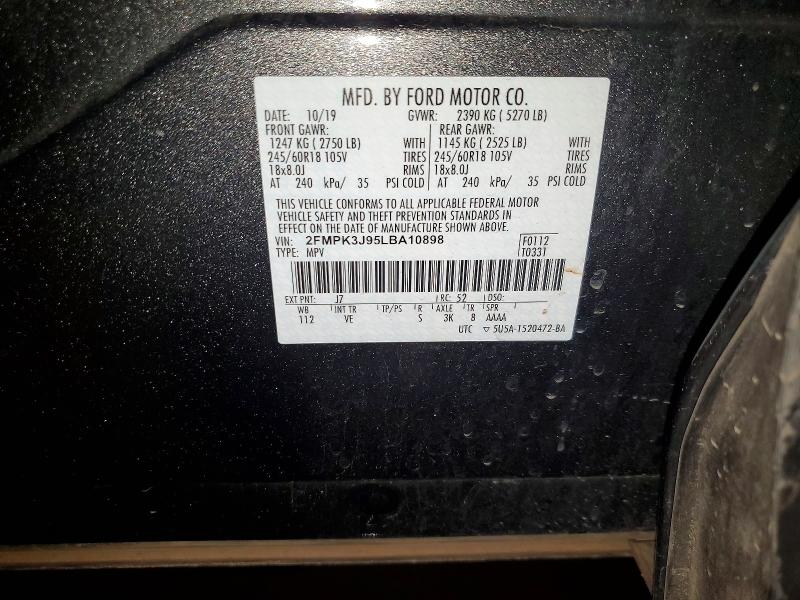 Продажа на аукционе авто 2020 Ford Edge, vin: 2FMPK3J95LBA10898, номер лота: 56955396