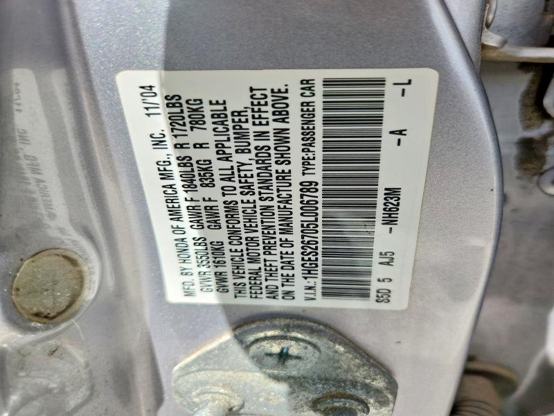 Aukcja sprzedaży 2005 Honda Civic, vin: 1HGES26705L006789, numer aukcji: 56544636