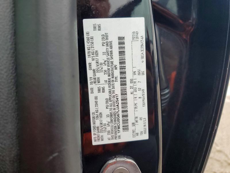 2020 Ford Escape მანქანა იყიდება აუქციონზე, vin: 1FMCU0G67LUA25417, აუქციონის ნომერი: 56224006
