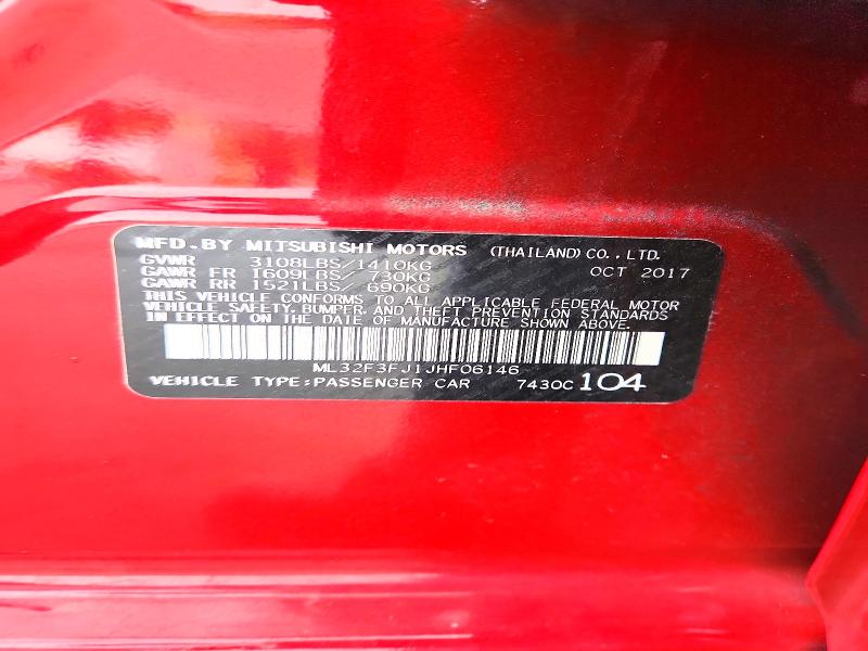 59117646 :رقم المزاد ، ML32F3FJ1JHF06146 vin ، 2018 Mitsubishi Mirage مزاد بيع