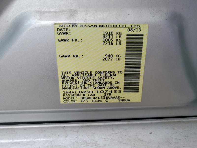 56460716 :رقم المزاد ، 1N4AL3AP3EC107435 vin ، 2014 Nissan Altima مزاد بيع