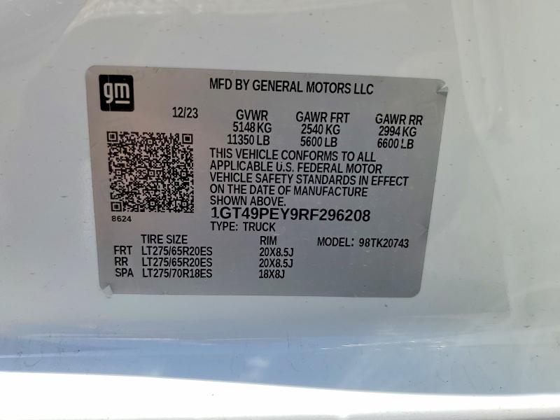 Продажа на аукционе авто 2024 Gmc Sierra, vin: 1GT49PEY9RF296208, номер лота: 56308336